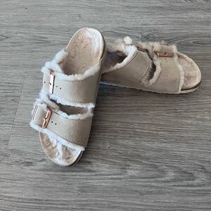 Women's Birkenstock Taupe Arizona Shearling - Suede 37EU